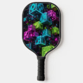 Cyan Magenta Lime Cyberpunk | Extreem 3D Pickleball Paddle (Achterkant)