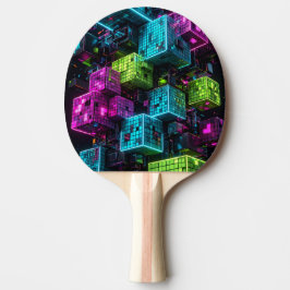 Cyan Magenta Lime Cyberpunk | Extreem 3D Tafeltennisbatje