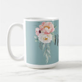 Cyan Mint Green Waterverf Floral Custom Coffee Mu Koffiemok (Links)
