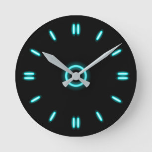 Cyan Neon Ronde Klok