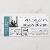 Cyan Paris bruiloft instapkaart uitnodiging (Voorkant)