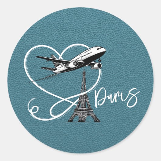 Cyan Paris Paspoort Ronde Sticker (Voorkant)