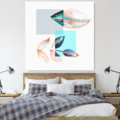 Cyan Red Leaf Canvas Afdruk (Insitu (Slaapkamer))
