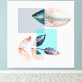 Cyan Red Leaf Canvas Afdruk (Insitu (Houten vloer))