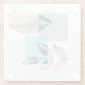 Cyan Red Leaf Glazen Onderzetter (Achterkant)