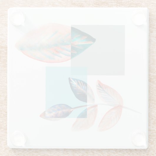 Cyan Red Leaf Glazen Onderzetter (Achterkant)