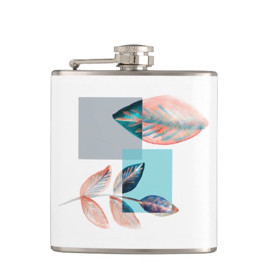 Cyan Red Leaf Heupfles (Voorkant)