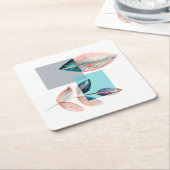 Cyan Red Leaf Kartonnen Onderzetters (Schuin)