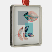 Cyan Red Leaf Metalen Ornament (Rechts)