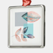 Cyan Red Leaf Metalen Ornament (Links)