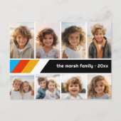 Cyan Retro Streep - 8 Foto Collage Briefkaart (Voorkant)
