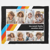 Cyan Retro Streep - 8 Foto Collage Fleece Deken (Voorkant (Horizontaal))