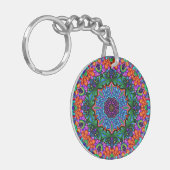 Cyan & Sapphire Kaleidoscope Mandala Sleutelhanger (Voorkant Links)