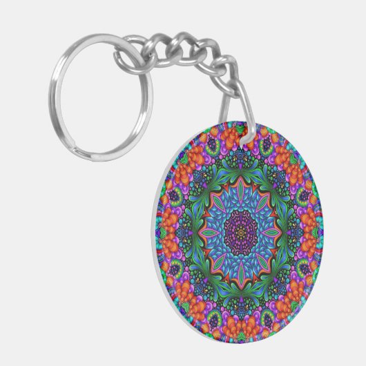 Cyan & Sapphire Kaleidoscope Mandala Sleutelhanger (Voorkant Links)