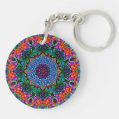 Cyan & Sapphire Kaleidoscope Mandala Sleutelhanger (Achterkant)