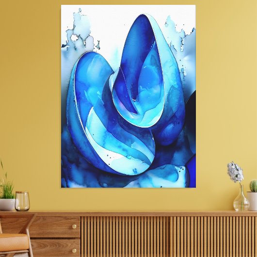 Cyan Seashell Whirl Canvas Afdruk (Insitu (Woonkamer))