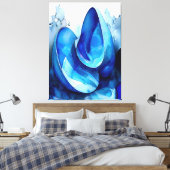 Cyan Seashell Whirl Canvas Afdruk (Insitu (Slaapkamer))