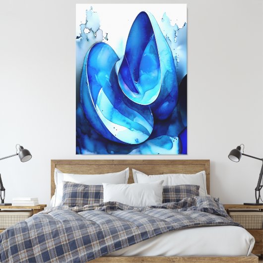 Cyan Seashell Whirl Canvas Afdruk (Insitu (Slaapkamer))