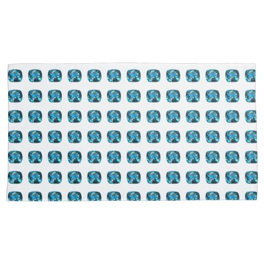 Cyan Sky Blue Kussensloop (Voorkant-Rechts)