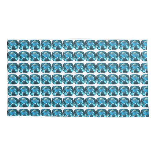 Cyan Sky Blue Kussensloop (Achterkant-Links)