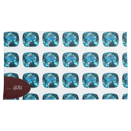 Cyan Sky Blue Kussensloop (Voorkant-Rechts)