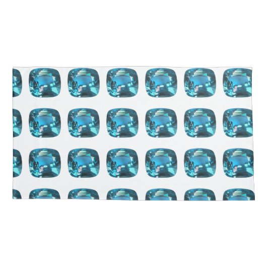 Cyan Sky Blue Kussensloop (Achterkant-Links)