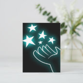 Cyan Twinkle Hand Briefkaart (Staand voorkant)