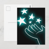 Cyan Twinkle Hand Briefkaart (Voorkant / Achterkant)