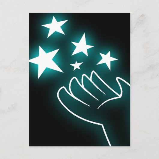 Cyan Twinkle Hand Briefkaart (Voorkant)