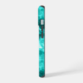 Cyan Verfrommelde Textuur iPhone 15 Case (Linkerkant)