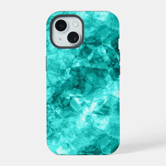 Cyan Verfrommelde Textuur iPhone 15 Case (Achterkant)