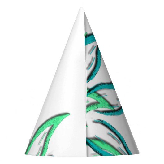 Cyan Wisps Feesthoedjes (Achterkant)