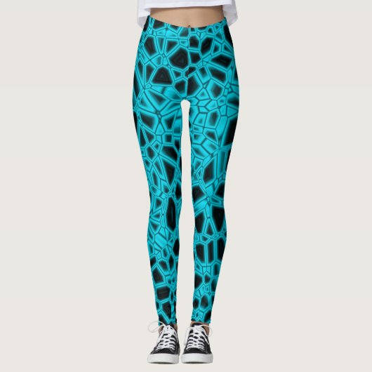 Cyan Zwarte Gotische Kryptoniet Leggings (Voorkant)
