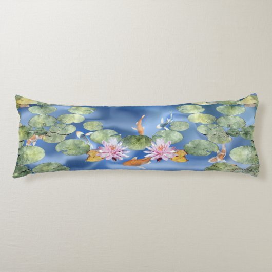 Cyaniciteit Koi Pond Body Pillow Lichaamskussen (Voorkant)