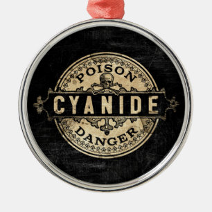 Cyanide  stijlgif-etiket metalen ornament