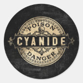 Cyanide  stijlgif-etiket ronde sticker (Voorkant)