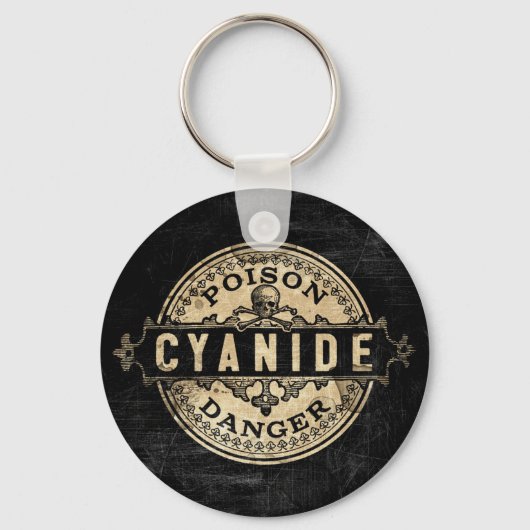 Cyanide Vintage Stijl Gif Label Sleutelhanger (Voorkant)