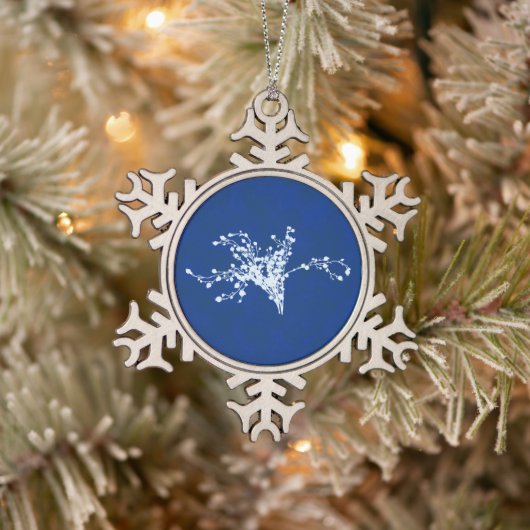 Cyano Print bessen Tin Sneeuwvlok Ornament (Boom)