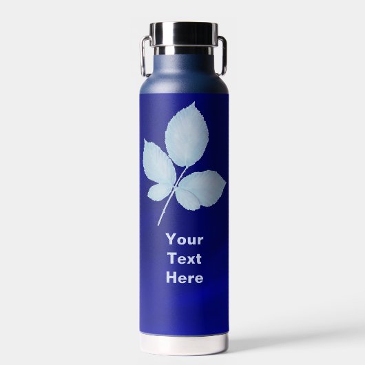 Cyano Print Bramble Leaves Waterfles (Voorkant)