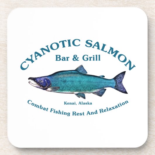Cyanotic Salmon Bar en Grill Bier Onderzetter (Voorkant)