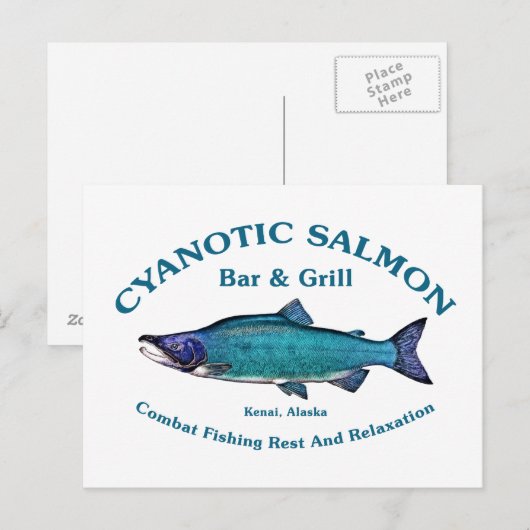 Cyanotic Salmon Bar en Grill Briefkaart (Voorkant / Achterkant)