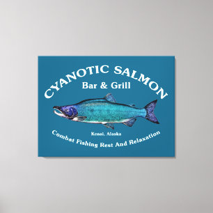 Cyanotic Salmon Bar en Grill Canvas Afdruk