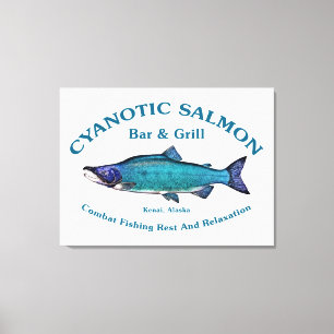 Cyanotic Salmon Bar en Grill Canvas Afdruk