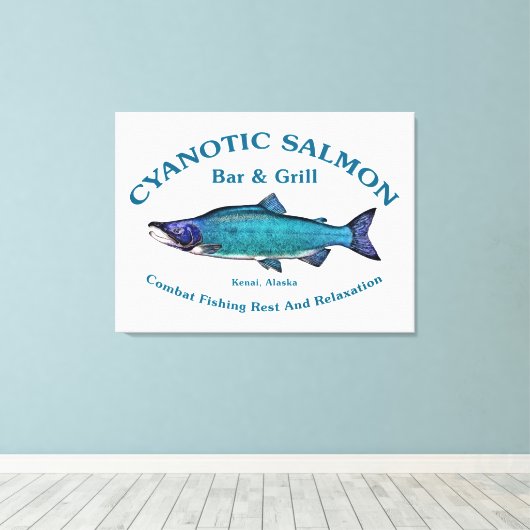 Cyanotic Salmon Bar en Grill Canvas Afdruk (Insitu (Houten vloer))