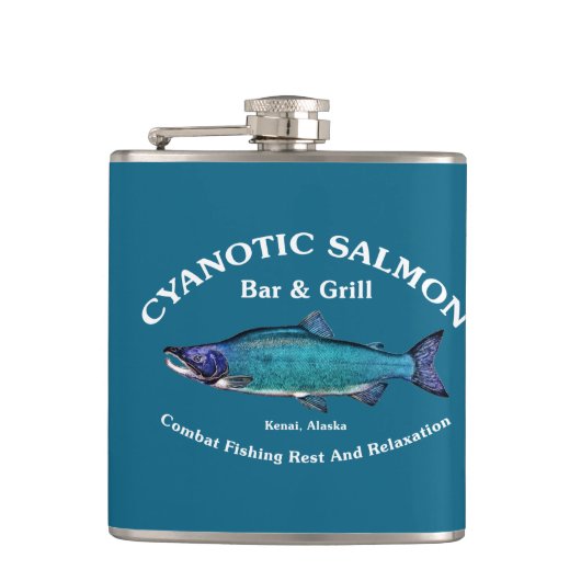 Cyanotic Salmon Bar en Grill Heupfles (Voorkant)