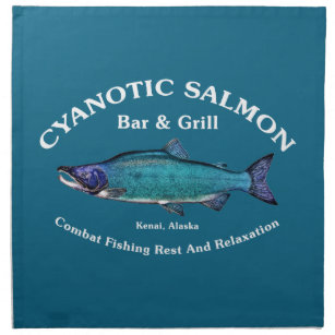 Cyanotic Salmon Bar en Grill Katoenen Servet