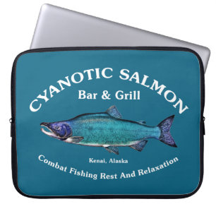 Cyanotic Salmon Bar en Grill Laptop Sleeve