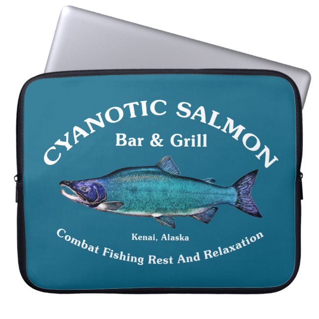 Cyanotic Salmon Bar en Grill Laptop Sleeve (Voorkant)