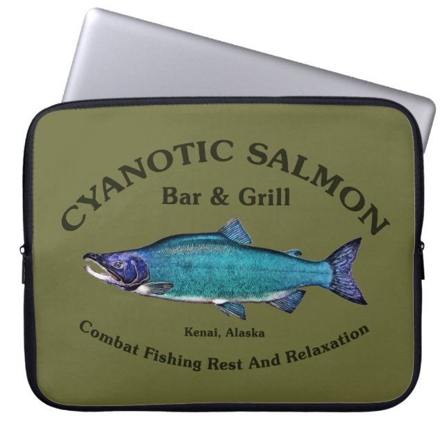 Cyanotic Salmon Bar en Grill Laptop Sleeve (Voorkant)