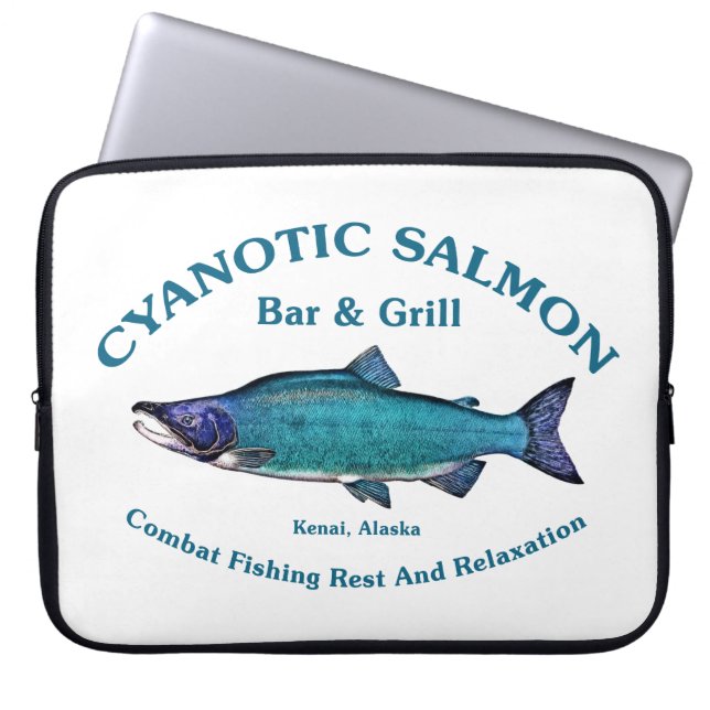 Cyanotic Salmon Bar en Grill Laptop Sleeve (Voorkant)